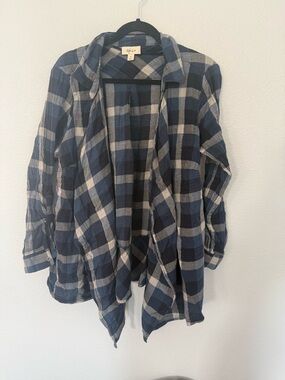 Style & Co. Plus Size Navy and Cream Plaid Shirt Jacket Size 2X